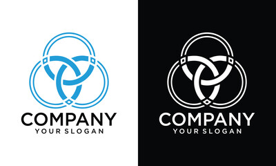 Creative Linked, connected three circle logo design template vector