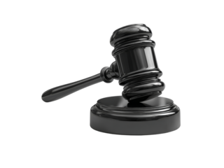 Black gavel on sound block legal justice law court, Isolated On White, Png Transparent