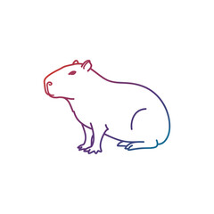 Obraz premium capybara outline illustration sitting calmly a minimalist design element in vibrant hues perfect for childrens book illustration