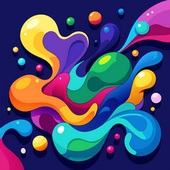 Creative Multicolor Fluid Shape Composition in Abstract Artistic Design, Ai Generated