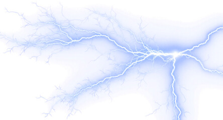 Electric Blue Lightning Bolt. Transparent Background