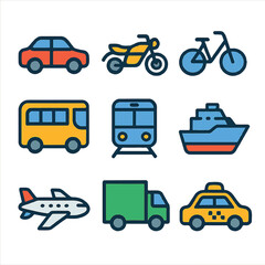 car, motorcycle, bike, bus, train, ship, plane, truck, taxi