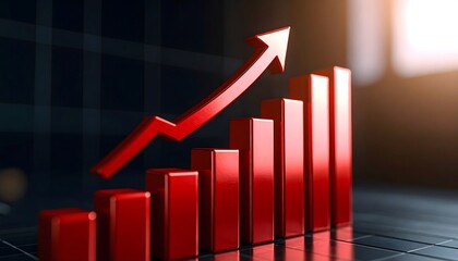 Red bar graph rising