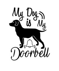 Naklejka premium Dog Silhouette with Funny Doorbell Quote