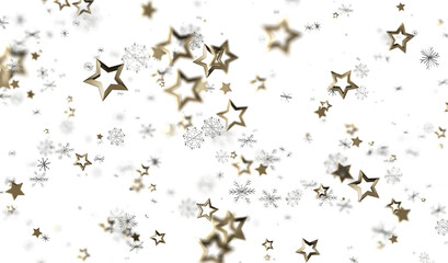 Festive winter background with gold stars and snowflakes. Perfect for holidays, celebrations, and winter themes.