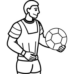 Goalkeeper Hand on Ball line art vector