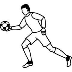 Naklejka premium Goalkeeper Hand on Ball line art vector