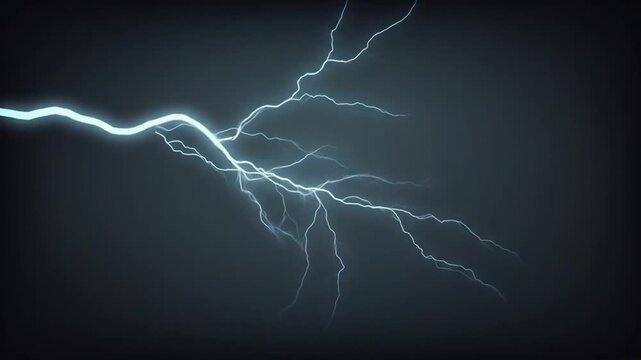 Dramatic lightning bolt illuminating dark sky, showcasing nature's power and energy in a stormy scene