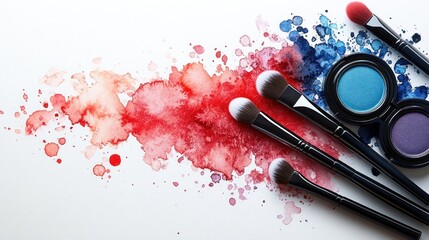 Makeup brushes and eyeshadow palettes