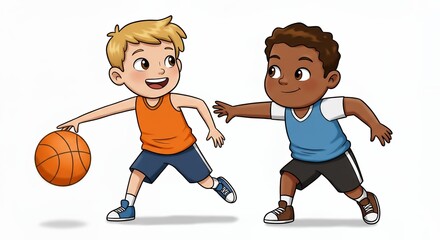 Children playing basketball