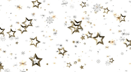 Sparkling gold stars and snowflakes on white. Perfect for holidays, celebrations, and winter themes.