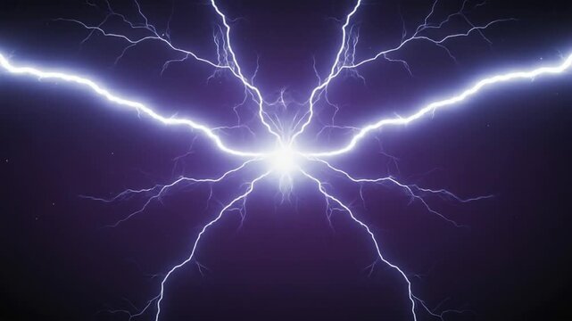 Stunning electric lightning bolts radiating from a central point against a dark background