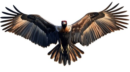 Fototapeta premium Eagle or vulture flying silhouette vector illustration with large wings as a powerful symbol of wildlife in nature