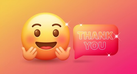 Smiling emoji with thank you message