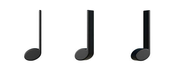 Naklejka premium 様々な角度の4分音符の3Dアイコン