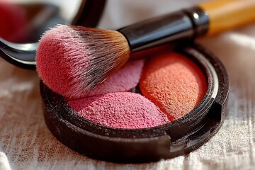 Blush palette with makeup brush
