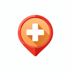 Fototapeta premium Medical clinic and pharmacy locator map pin icon with plus sign