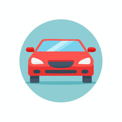 Fototapeta premium Red Car Illustration in Teal Circle, Transportation Concept, Modern Design