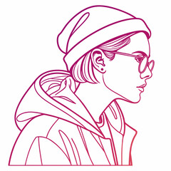 Woman wearing glasses and a beanie