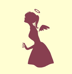 天使イメージの女性　横側　シルエット