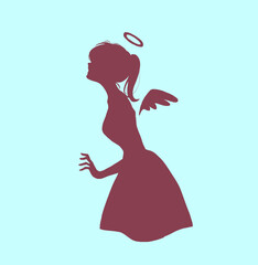 天使イメージの女性　横側　シルエット