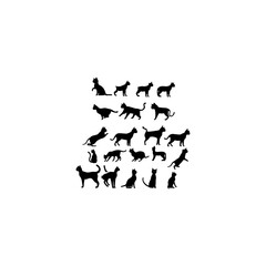Set of black vector Silhouette illustration of dog 