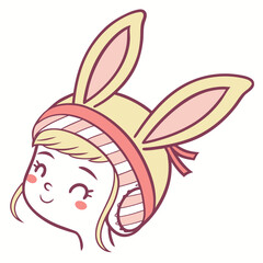 Cute girl with bunny ears headband