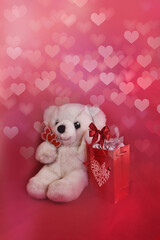 Teddy bear and hearts