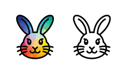 Fototapeta premium Colorful and Black and White Rabbit Heads Illustration Easter Springtime Graphic Design