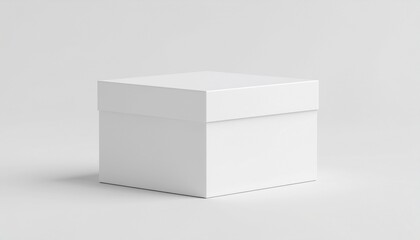 Blank white square cardboard box mockup isolated on background