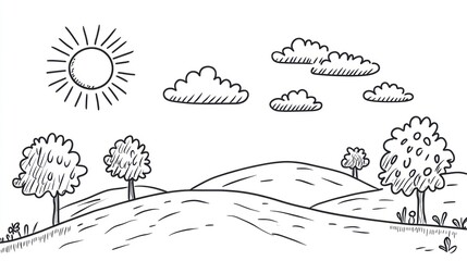 Hand drawn landscape illustration