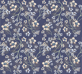 Seamless  flowers pattern with field flowers