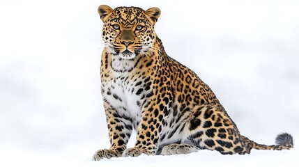 Naklejka premium A magnificent spotted leopard, a wild feline predator, rests on a rock in a zoo enclosure
