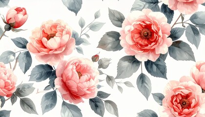 フェミニンでロマンチックな水彩花柄デザイン English: Feminine and Romantic Watercolor Floral Pattern