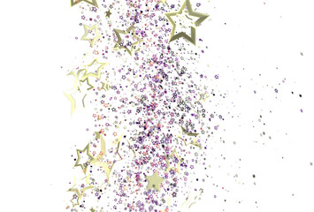 Stunning image of golden and colorful stars bursting on a white background, perfect for celebration, holidays, and festive designs.