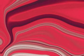 Abstract flowing waves of red and silver with a textured, marbled effect