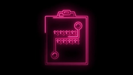 Neon sports strategy board animated glowing pink outline on black background loop for coaching and planning - Powered by Adobe