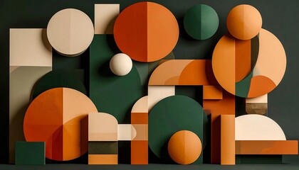 Fototapeta premium Abstract geometric shapes in warm earthy tones