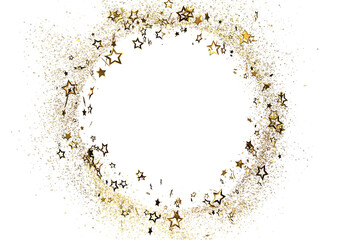 Sparkling gold stars and glitter create a beautiful frame, perfect for holidays, celebrations, and elegant designs.  Download now!