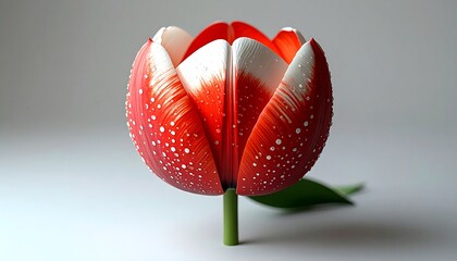 Red and white tulip close-up