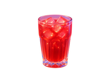 Red iced drink in a transparent glass, isolated style on white background, concept of fresh beverage element for creative design. Ai generative