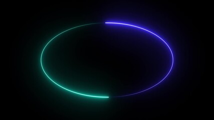 cyan circle glow border, alpha channel, seamless loop, abstract glowing neon line cyan color circular lens animation neon light on black background, vertical design - Powered by Adobe