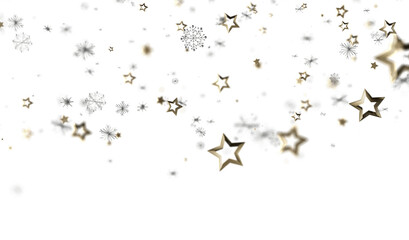Sparkling stars and snowflakes on white. Perfect for holidays, celebration, and winter themes.