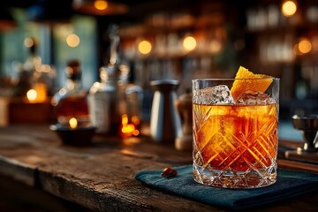 Classic cocktail on bar counter
