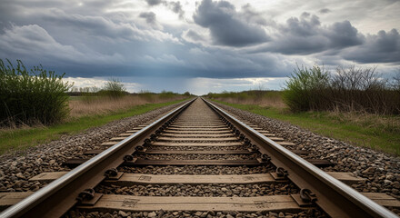 The Long Road Ahead: Empty Train Tracks to the Horizon.
A powerful image of a straight railway track stretching into the far distance, creating a strong sense of perspective and direction
