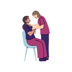 Patient getting support from a caring nurse during treatment, showing trust and compassion in healthcare setting, promoting wellness and recovery