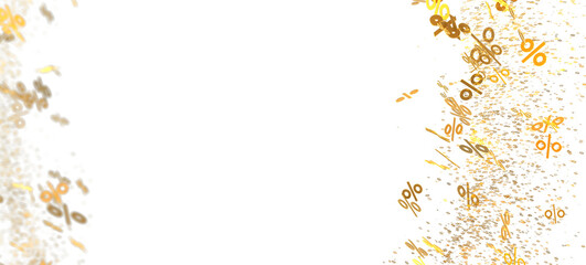 Abstract background with gold percentage symbols. Perfect for sale banners, promotions, and marketing materials.