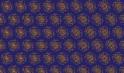 abstract blue background with golden flora marks