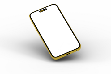 High-quality image of a yellow smartphone with a blank screen, perfect for app presentations or website designs. Download now!