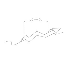 Continuous one line drawing of Business Infographic, With white background business bag style